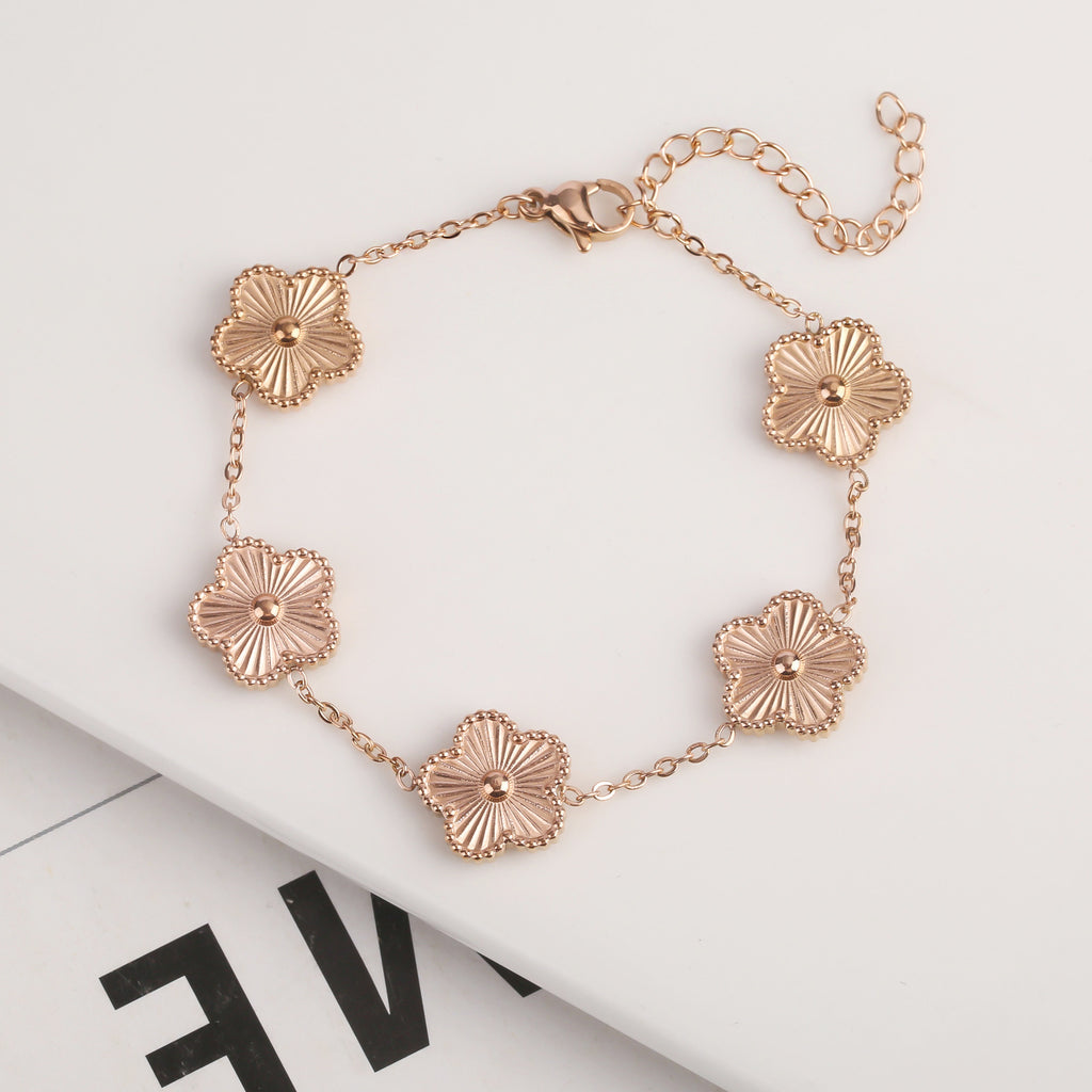 Metal Plum Blossom Sparkling Stainless Steel Electroplated Earrings