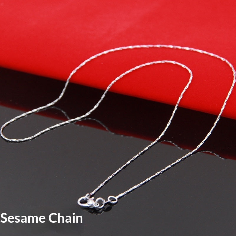 925 Silver Necklace Box Snake Chain Melon Seed Pattern Water Wave Design