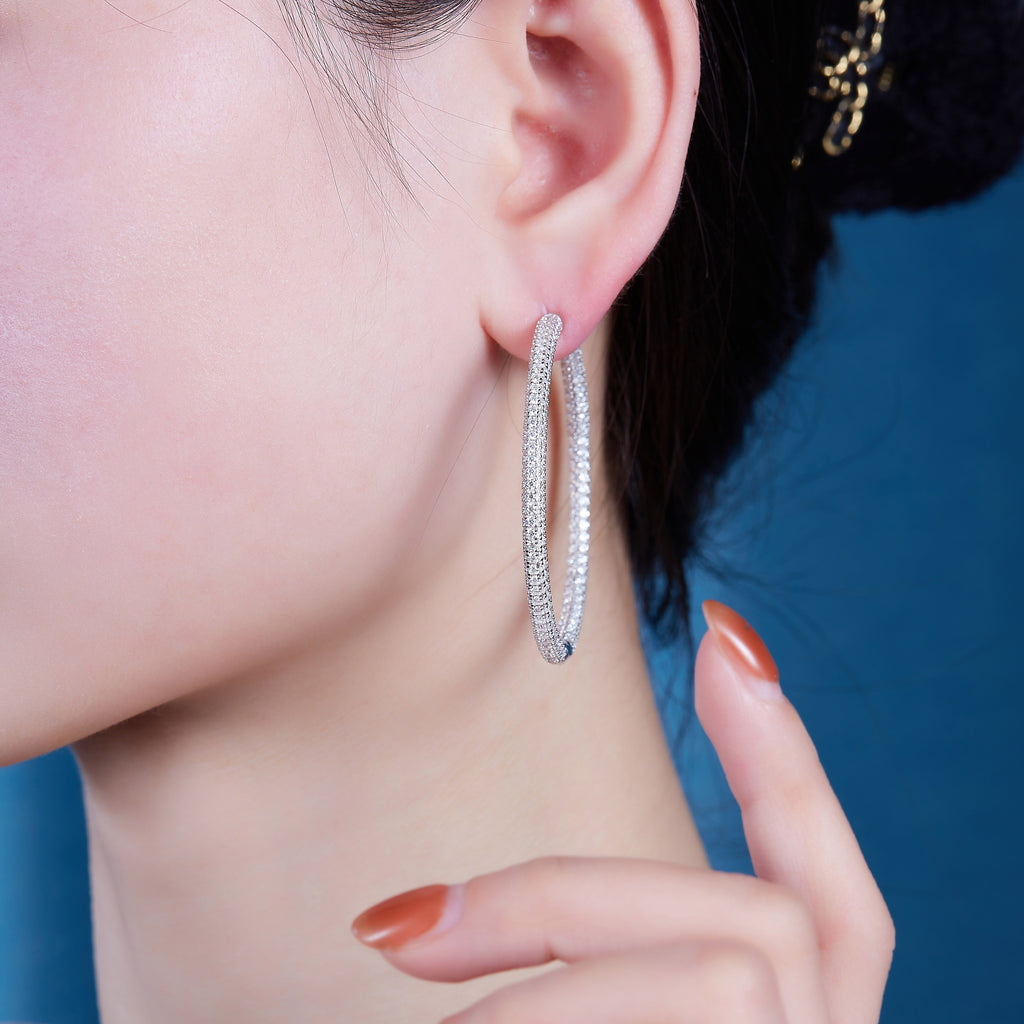 Lustrous - A Fashionable And Trendy Accessory Set With Top-quality Moissanite S925 Silver And Platinum-plated Stud Earrings. It Can Be Detected In Gold Rose Gold With A Diamond Pen