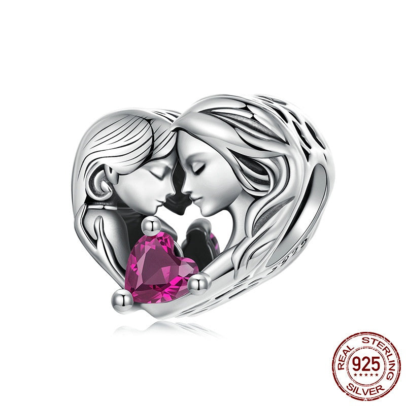 Mother And Daughter Family S925 Sterling Silver Accessories Beaded Pendant