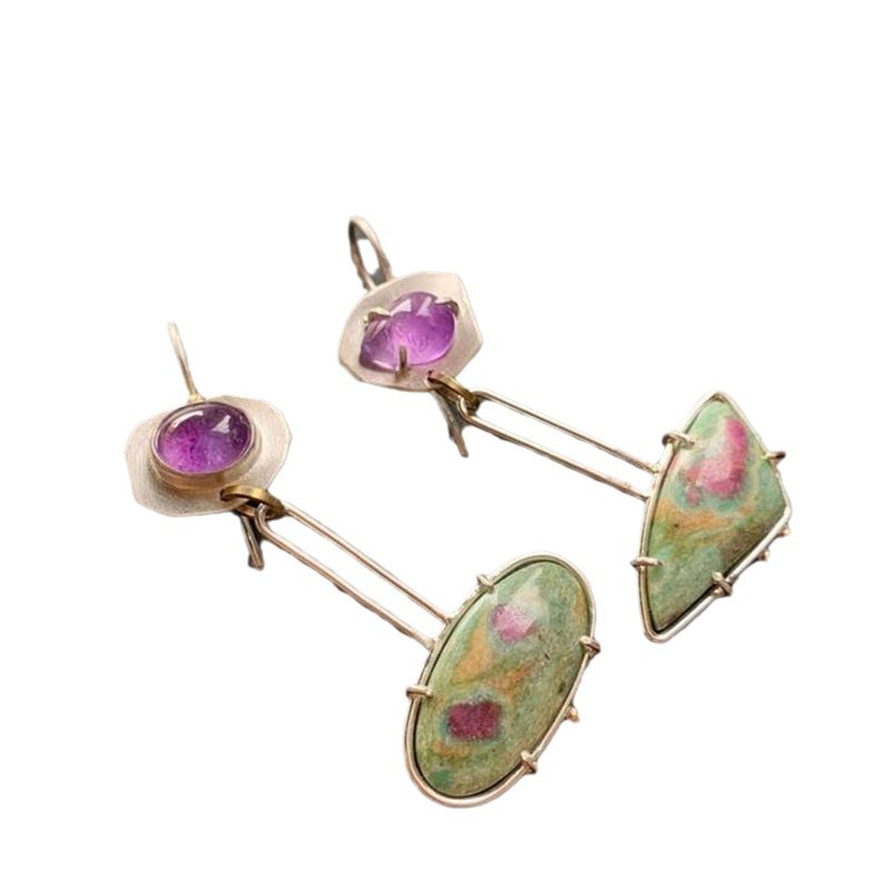 Elegant And Chic Geometric Enamel Colorful Glass Statement Earrings