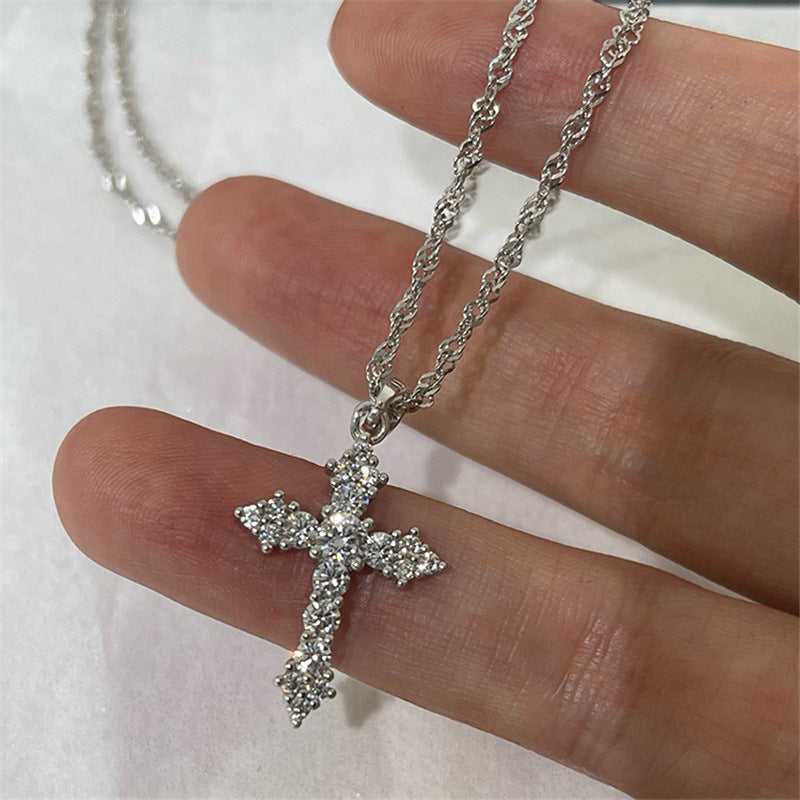 Light-luxury Cross Pendant Necklace For Womensimple And Versatile
