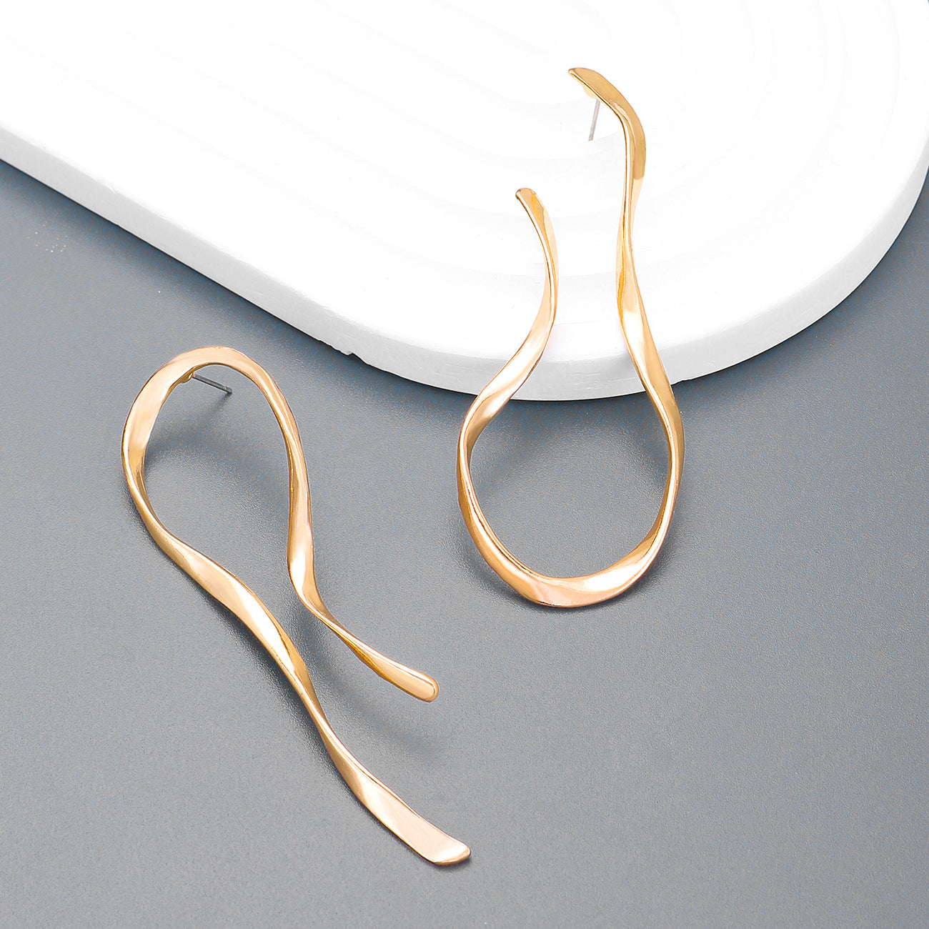 Personalized Minimalist Asymmetric Liquid Lava Earrings