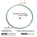European And American Blue Turquoise Stainless Steel Necklace Set