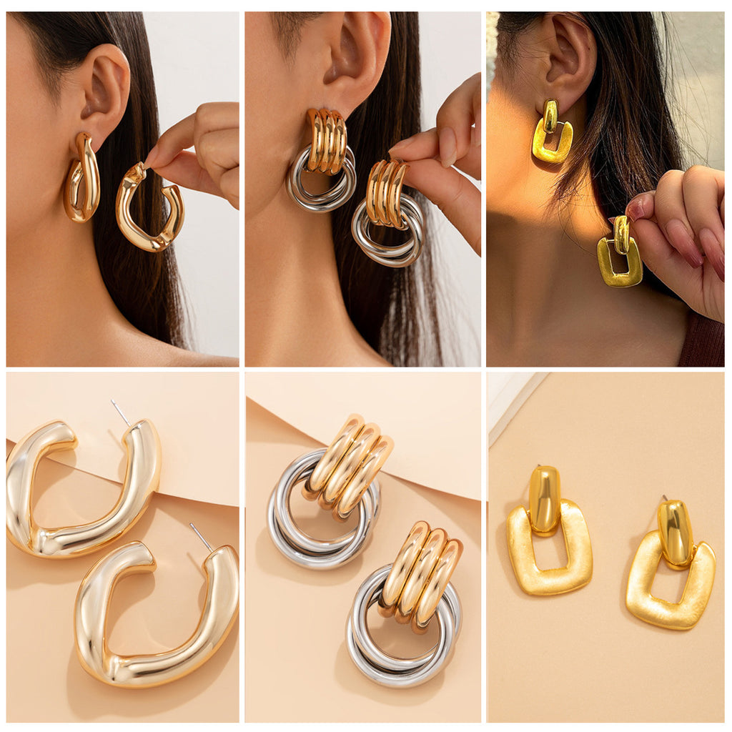 Versatile, Classy Geometric Stud Earrings With A Chic Button Design