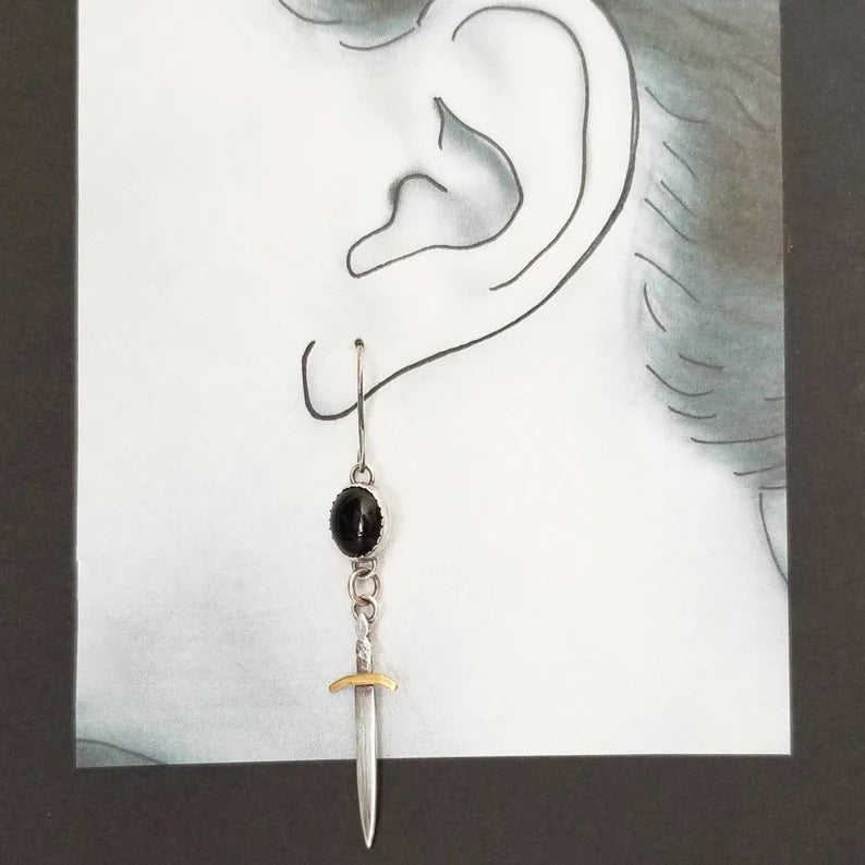 Womens Minimalist Chic Black Earrings