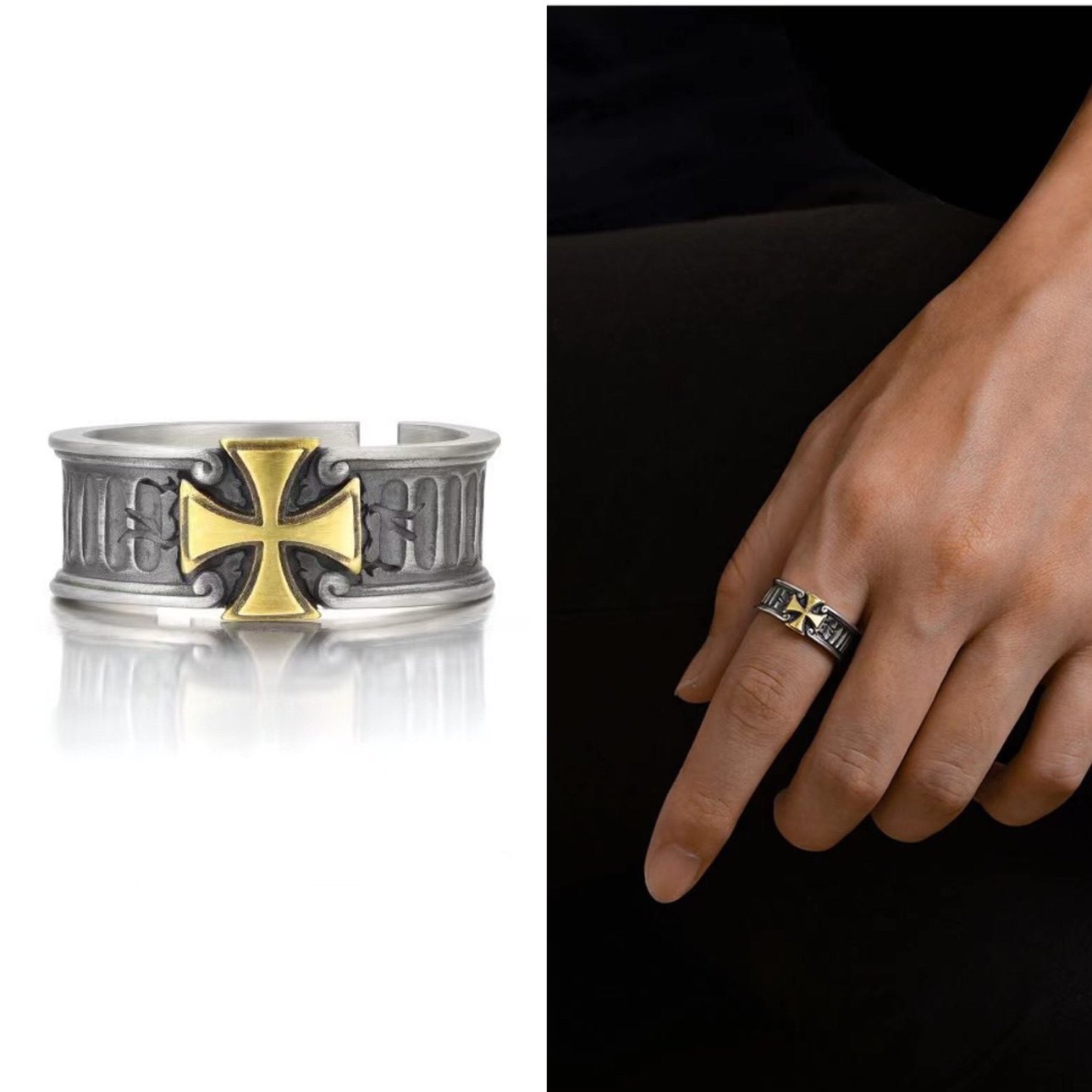 Vintage Vintage Men's Niche Adjustable Ring With An Open Mouth