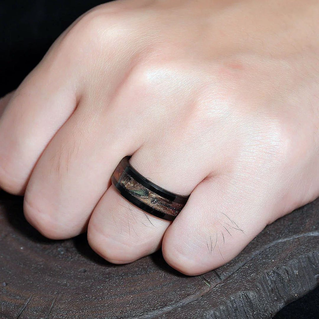 8mm Fashionable Quicksand Black Versatile Ring For Men