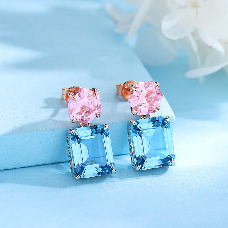 S925 Silver Pagoda Sapphire Earrings