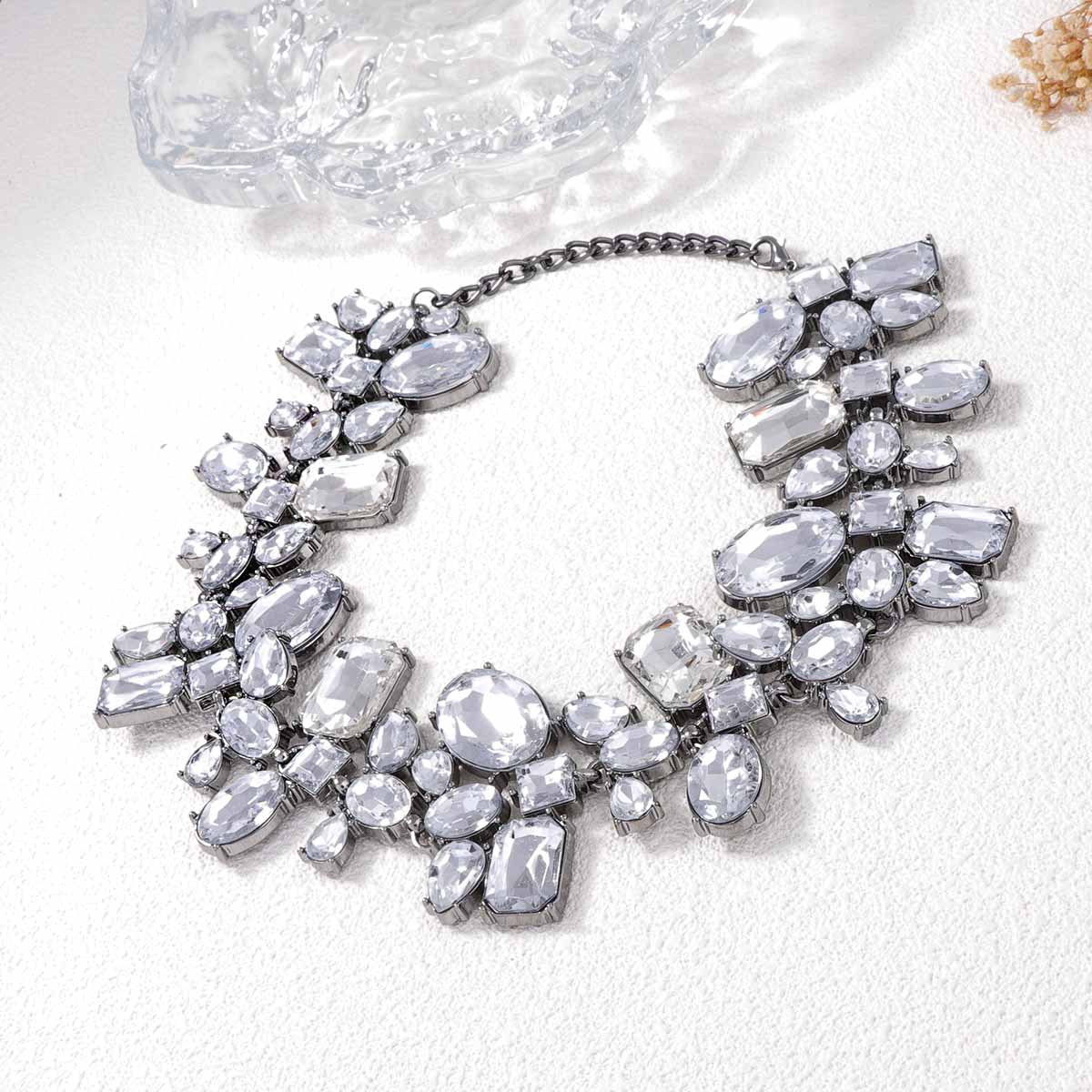 Womens Irregular Geometric Rhinestone Necklace