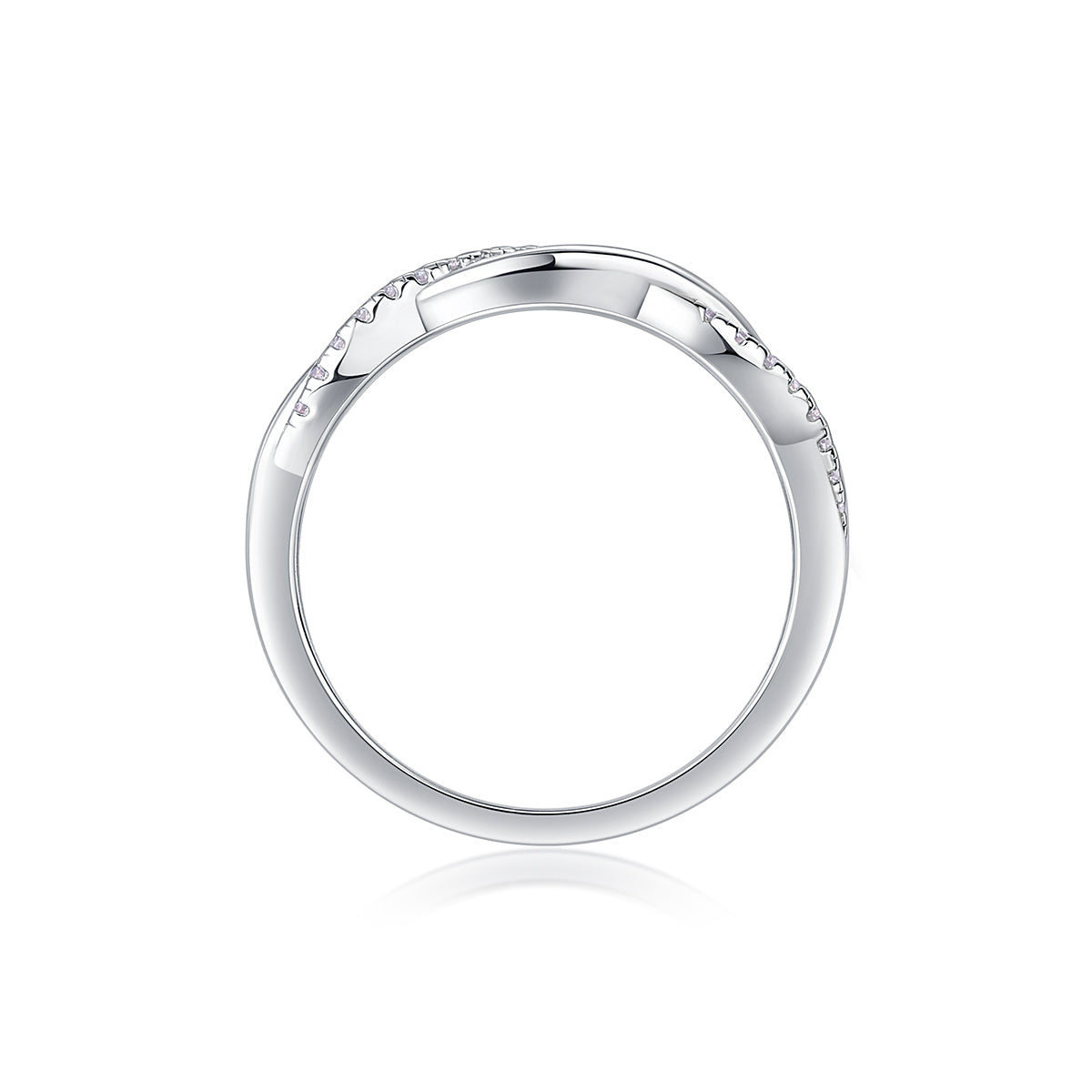 Twin - Set With Top-quality Moissanite S925, Silver And Platinum-plated Diamond Wedding Ring. The Ring Can Be Inspected With A Diamond Pen