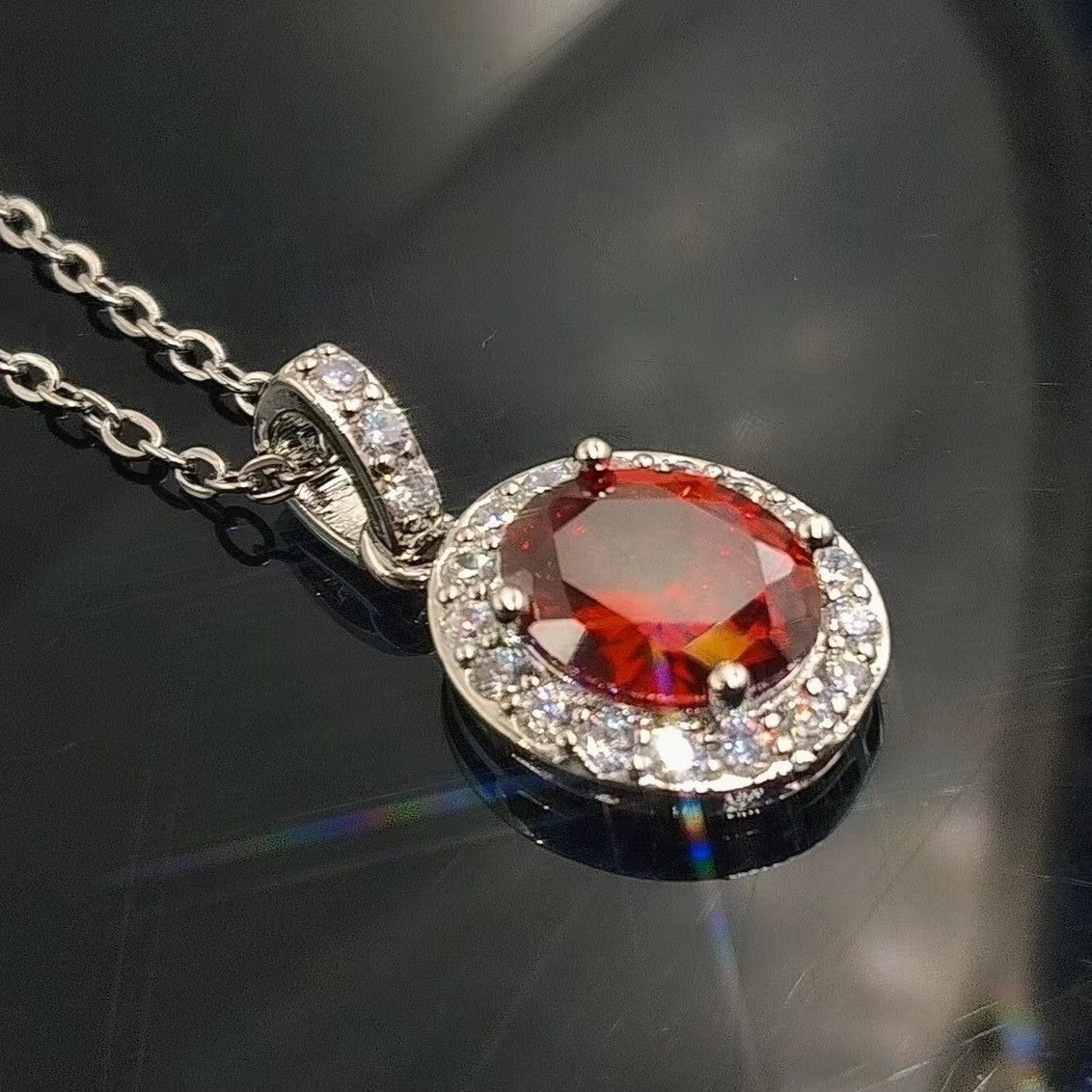 Mozanite-inspired Dove-egg Necklace With An Oval Shape