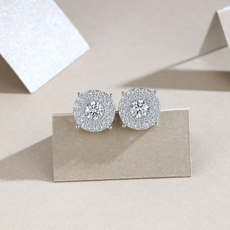 0.5-carat Luxury And Fashionable Light Luxury Jewelry Stud Earrings Set With Top-quality Moissanite, S925 Silver-plated Platinum