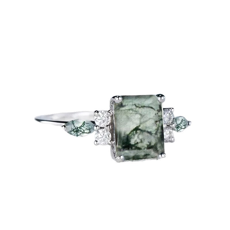 Light-luxury Chinese-style Square Geometric Ring