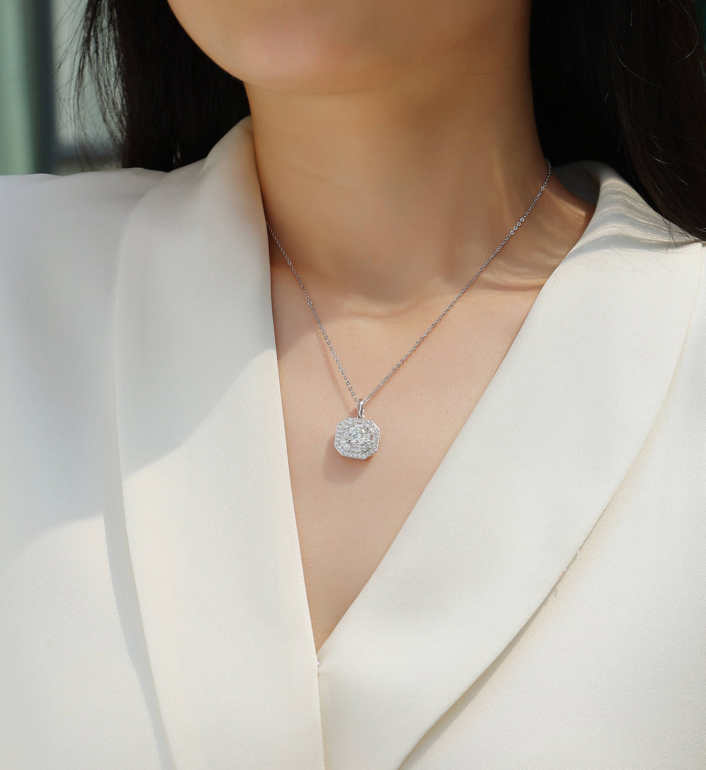 Small Square Bag - Set With Top-quality Moissanite, Fashionable And Light Luxury Jewelry, Silver Pendant Necklace S925, Silver-plated Platinum