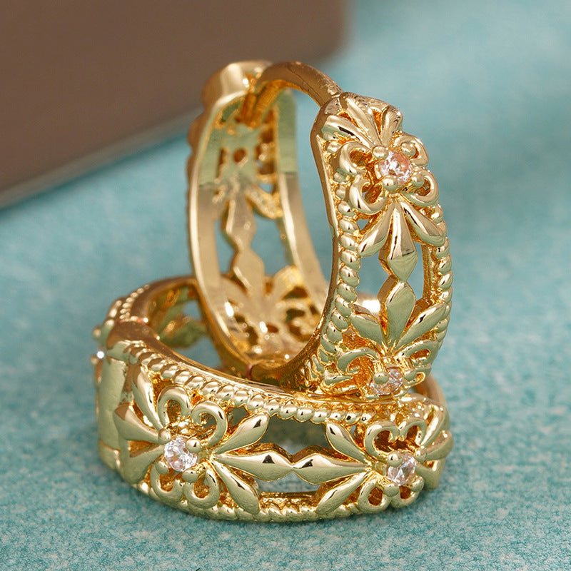 Womens Metal Cutout Flower Earrings