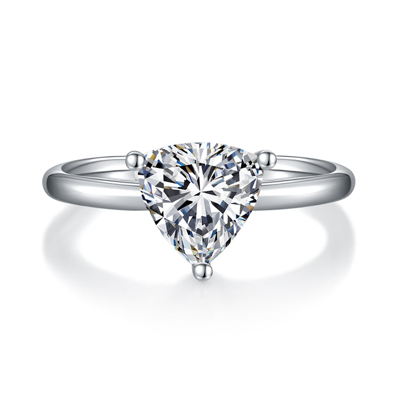 Triangular Moissanite Set With Top-quality Moissanite Luxury And Fashionable Light Luxury Jewelry Silver Ring S925 Silver Electroplated With Platinum