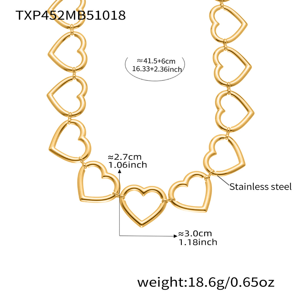 Fashionable Hollowed-Out Heart-Shape Patchwork Necklace