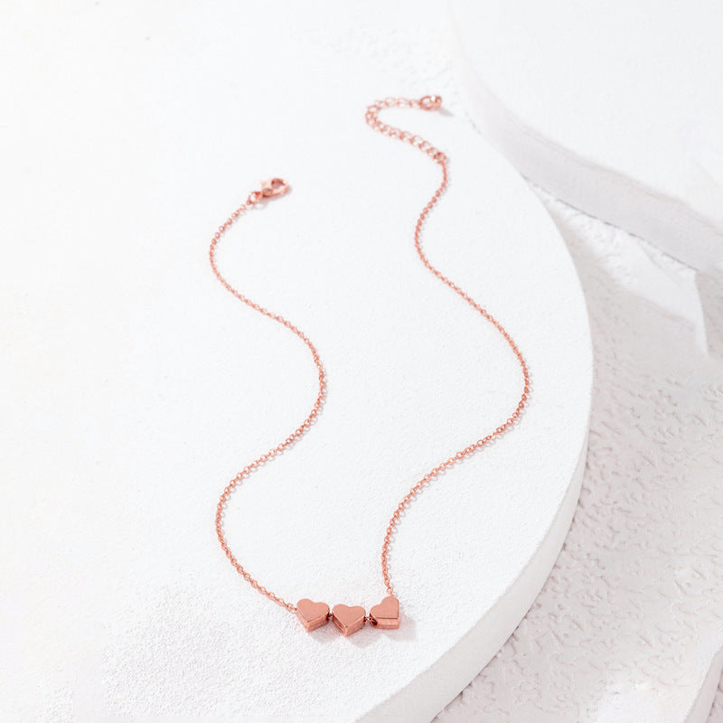 Fashionable Minimalist Personalized Three-Color Peach Heart Pendant Necklace With String