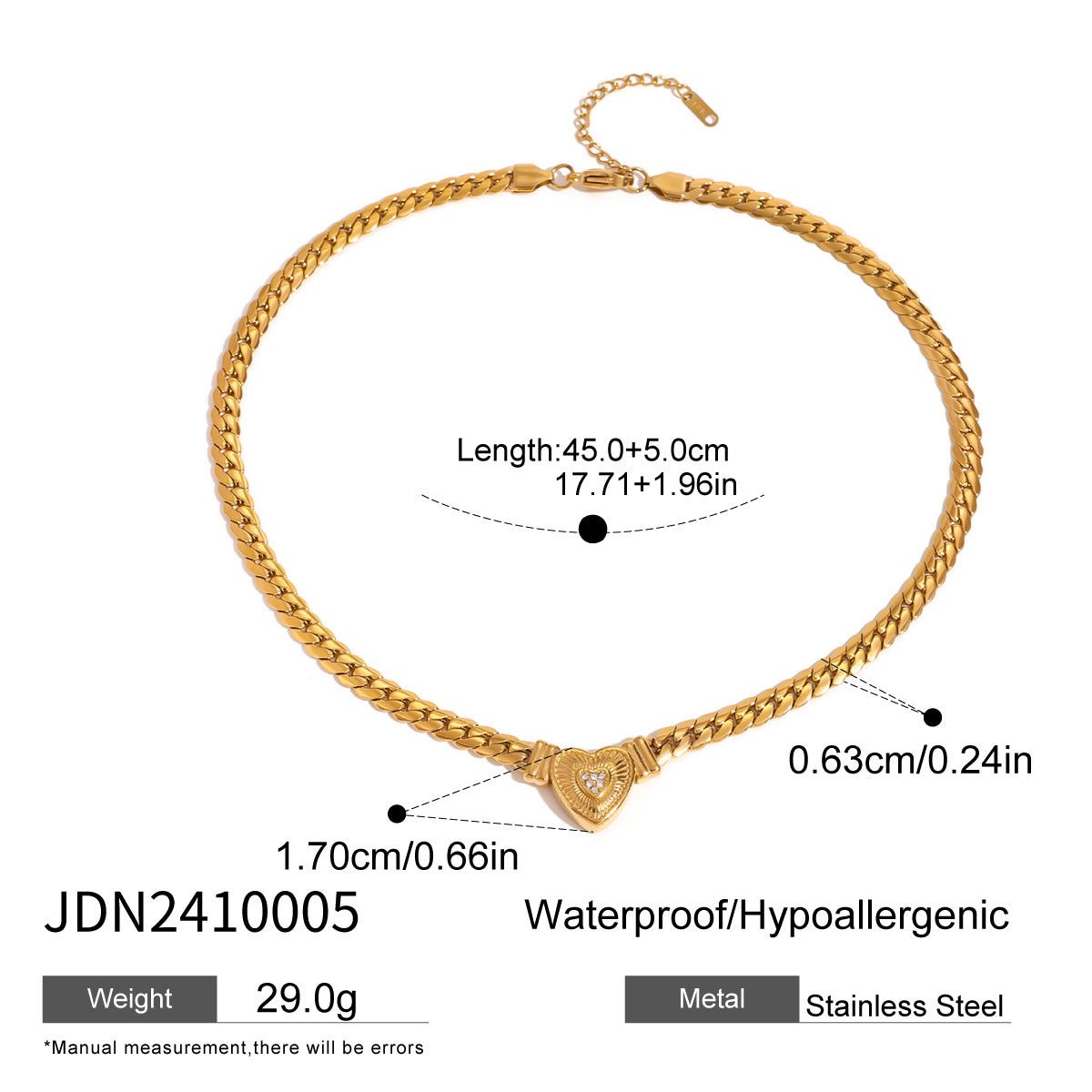 Stainless Heart Necklace With A Luxe High-End Look Diamond-Inlaid Clavicle Chain Titanium Steel Jewelry Piece