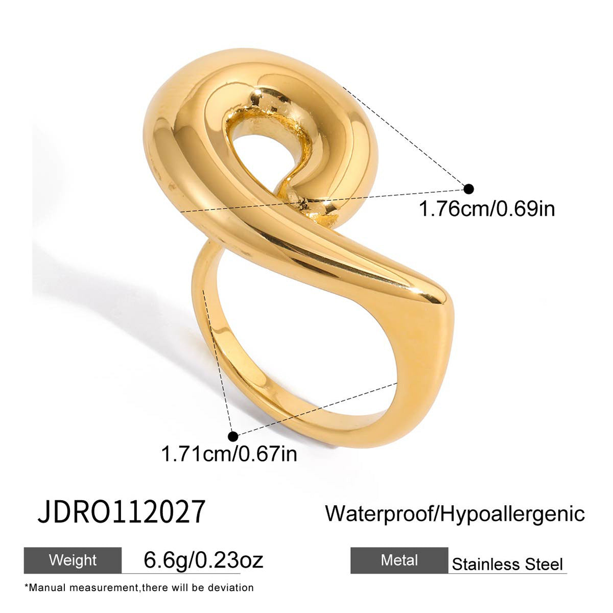 Jeding ColorBlock Ring Titanium Steel Jewelry That Won't Fade Light Luxury Ring Stainless Steel Accessory