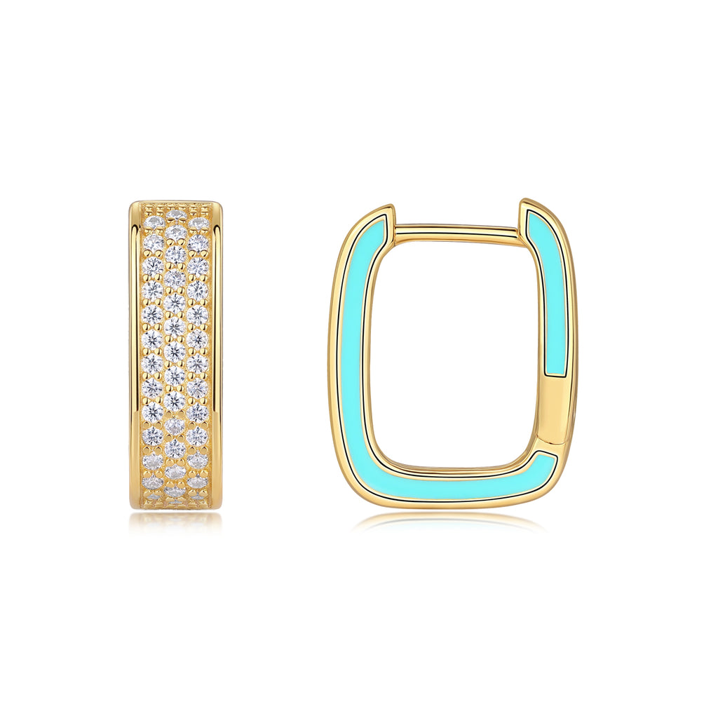 Colorful Love - Premium Moissanite Luxury Fashion Light Luxury Jewelry Silver Stud Earrings S925 Silver Electroplated Gold