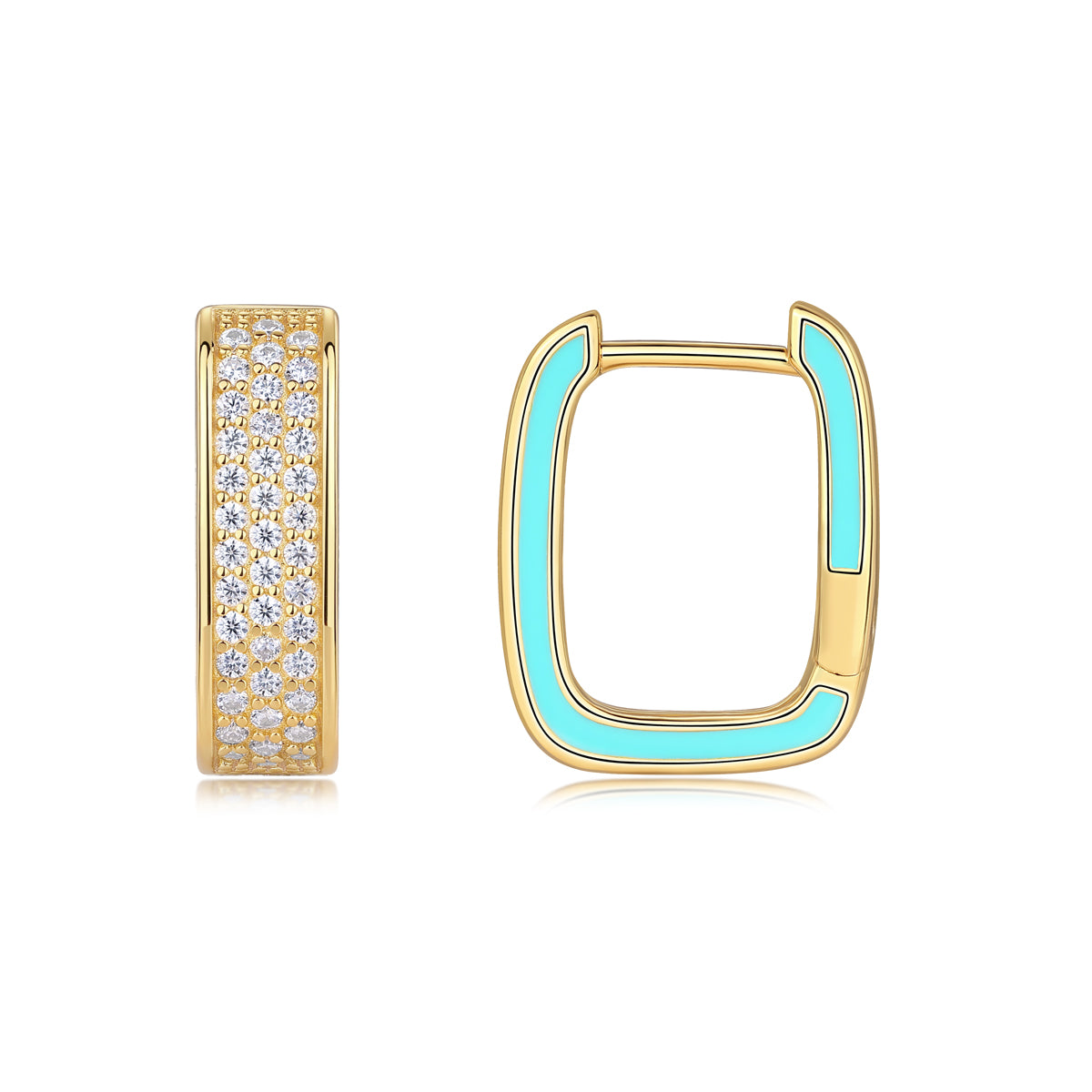 Colorful Love - Premium Moissanite Luxury Fashion Light Luxury Jewelry Silver Stud Earrings S925 Silver Electroplated Gold