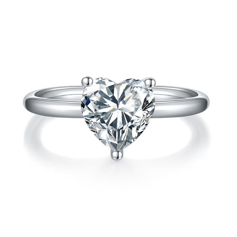 Heart-shaped Moissanite Set With Top-quality Moissanite Luxury And Fashionable Light Luxury Jewelry Silver Ring S925 Silver-plated Platinum