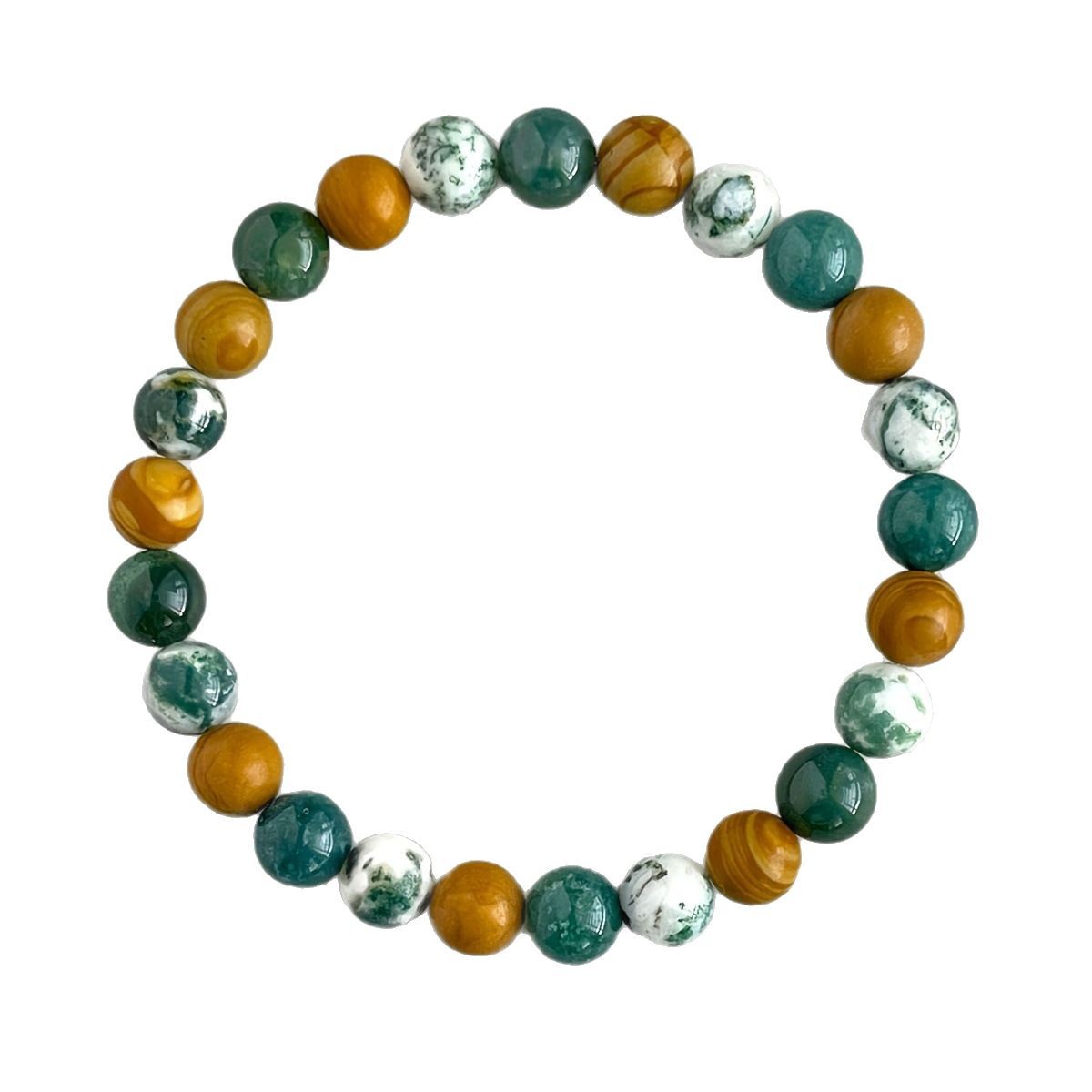Natural Stone And Wood Bead Bracelet