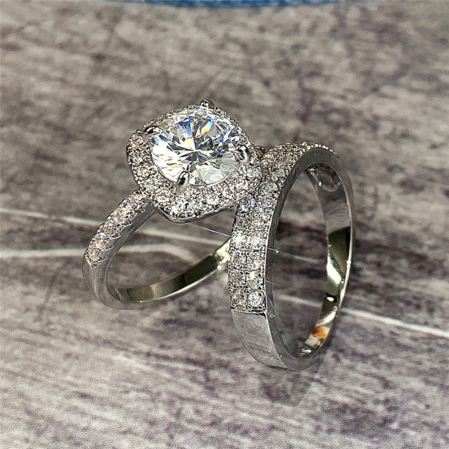 Hua Micro-Inlaid Zircon Ring Set For Women Fashionable Style