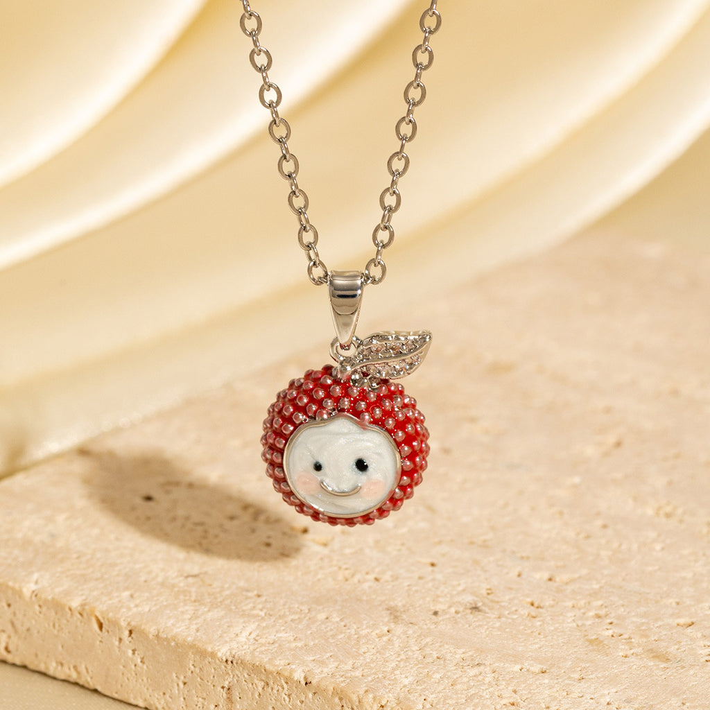 Creative Personalized Oil-drip Diamond-encrusted Lychee Necklace