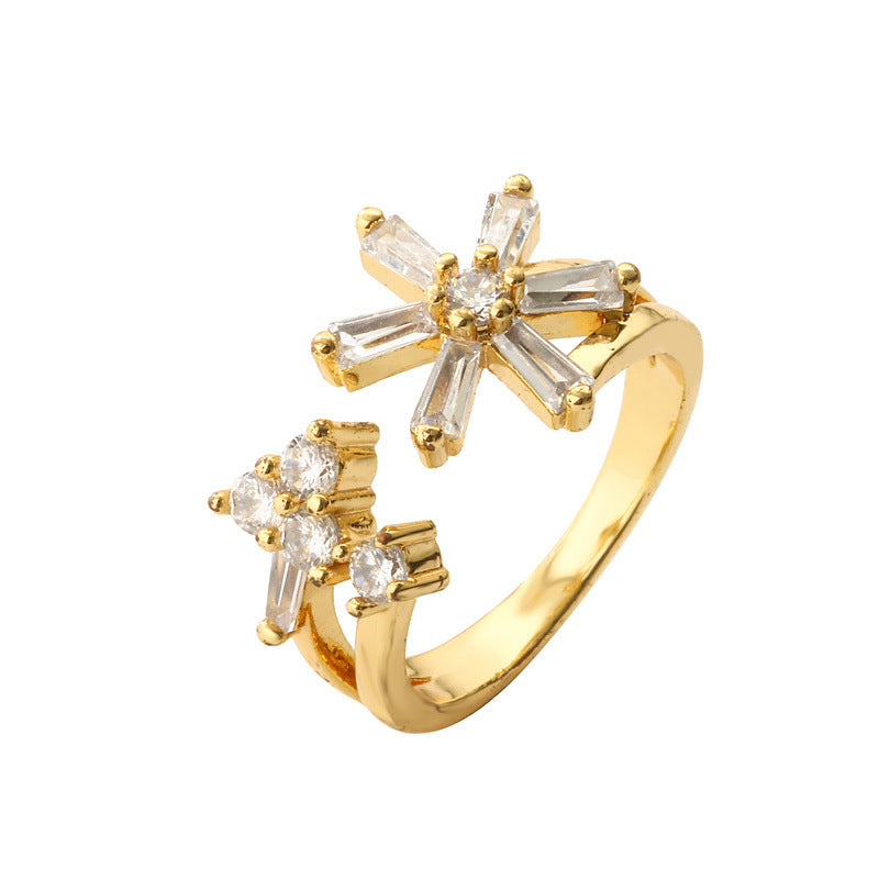 Zircon Heart-shaped Open Ring For Women