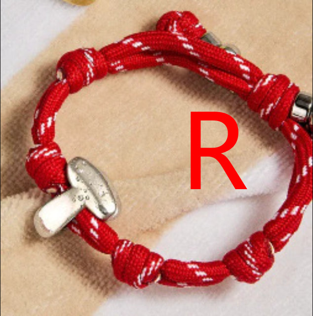 Colorful Braided Rope Bracelet With 26 English Letters  Pendant