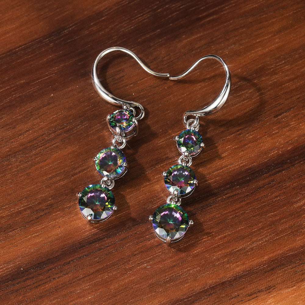 Shimmering Colorful Zircon Womens Earringselegant And Versatile