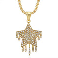 Hip Hop Stainless Steel Dropper Full Diamond Five-pointed Star Pendant