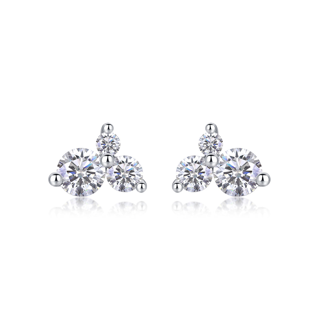 Wave - Earrings Set With Top-quality Moissanite S925, Silver And Platinum-plated Stud Earrings, A Fashionable And Trendy Accessory That Can Be Tested With A Diamond Pen