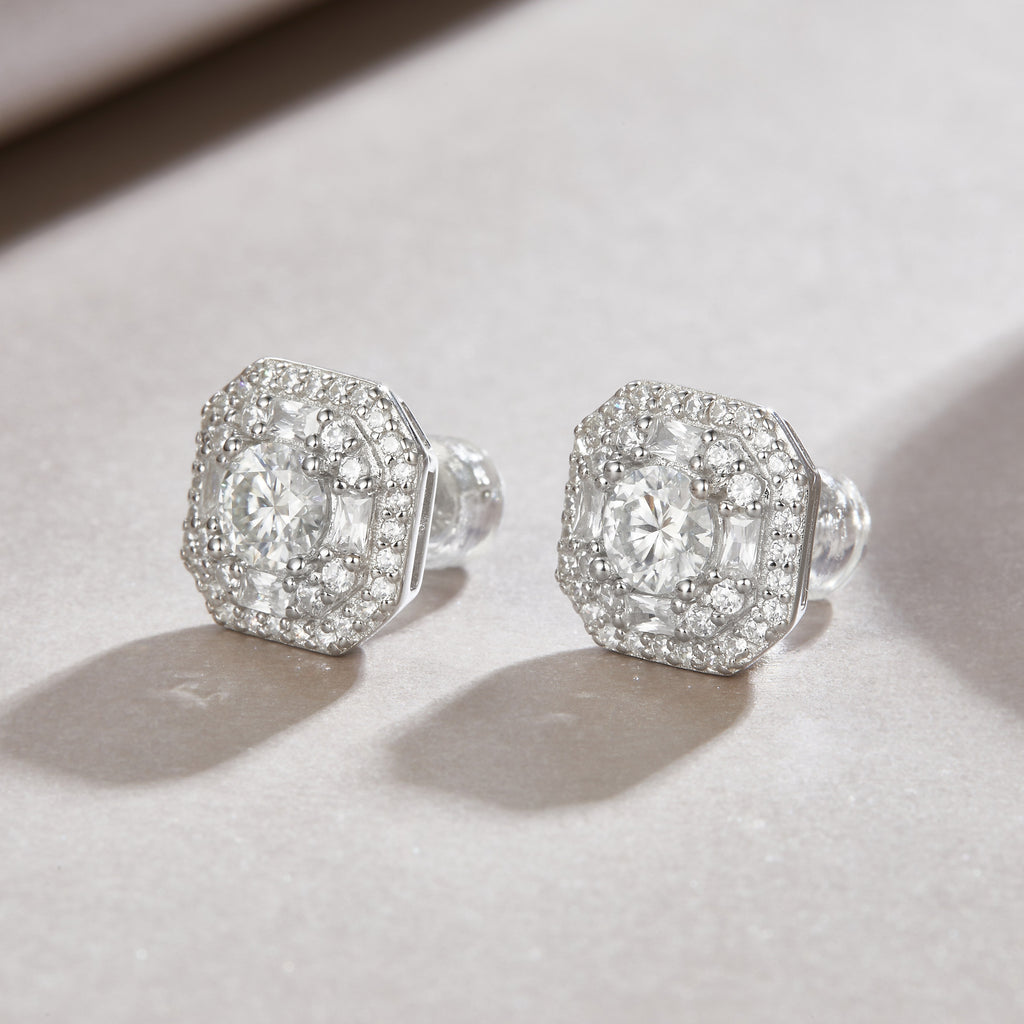 Winter Afternoon - Fashionable And Trendy Earrings Set With 0.5-carat Top-quality Moissanite S925 Silver And Platinum-plated Stud Earrings Can Be Tested With A Diamond Pen