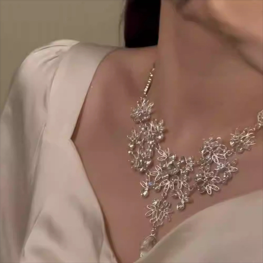 Waterdrop Flower Necklace Bridal Accessory With A Luxe