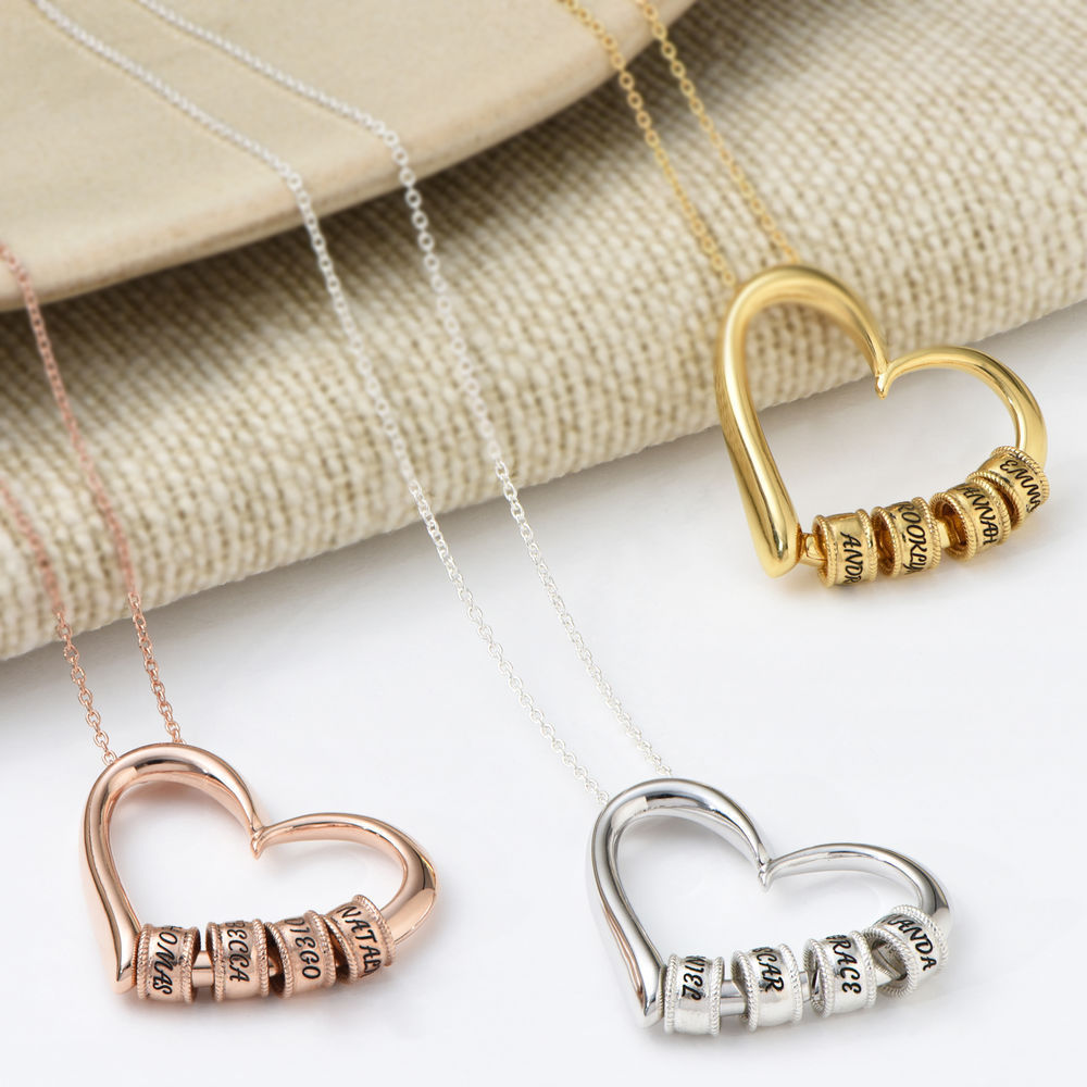 Stainless Steel Copper Love Beaded Diamond Pendant