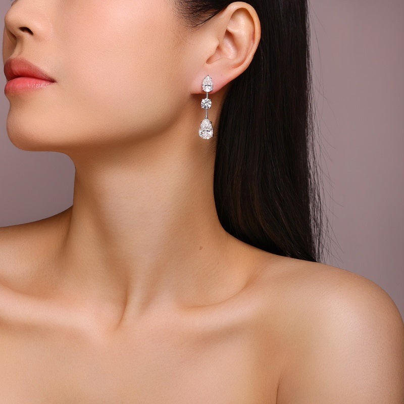 Top-quality Moissanite Luxury And Fashionable Light Luxury Jewelry Silver Stud Earrings S925 Silver Plated Platinum