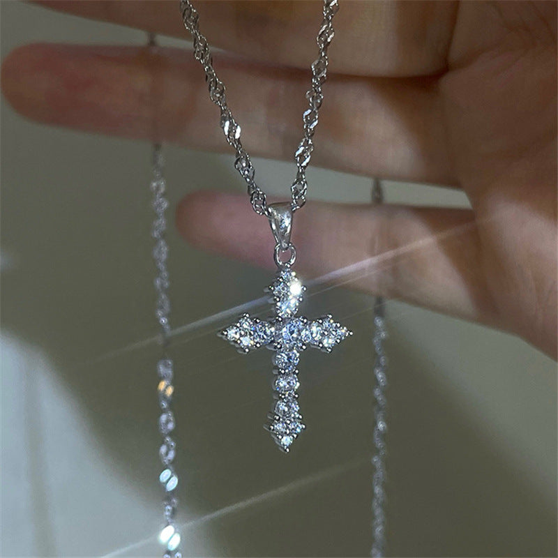 Light-luxury Cross Pendant Necklace For Womensimple And Versatile
