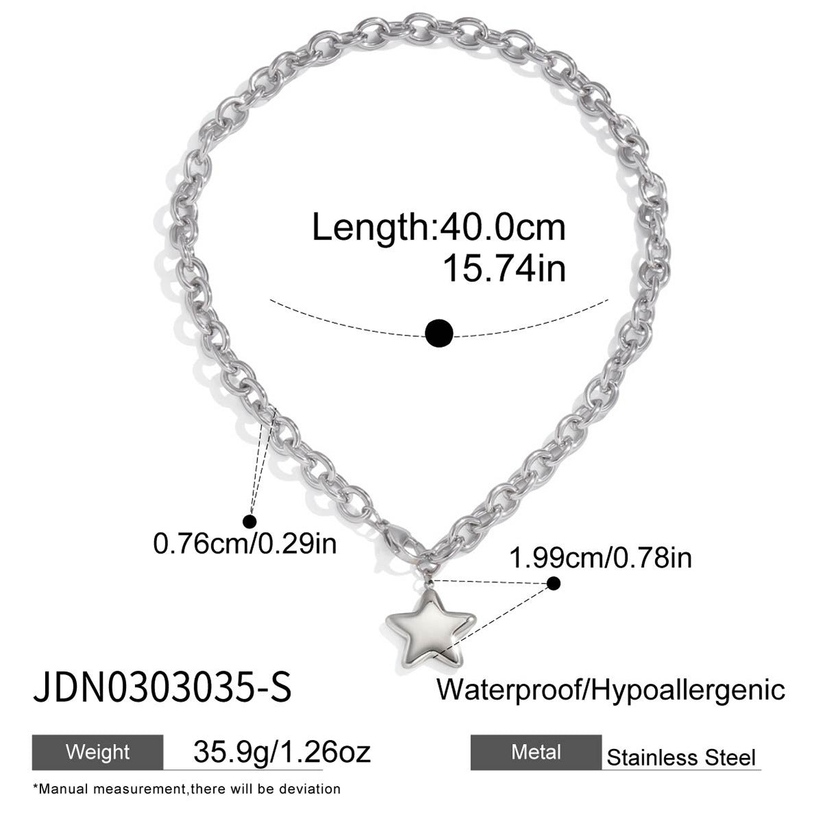 European And American Star Pendant Titanium Steel Necklace Accessory