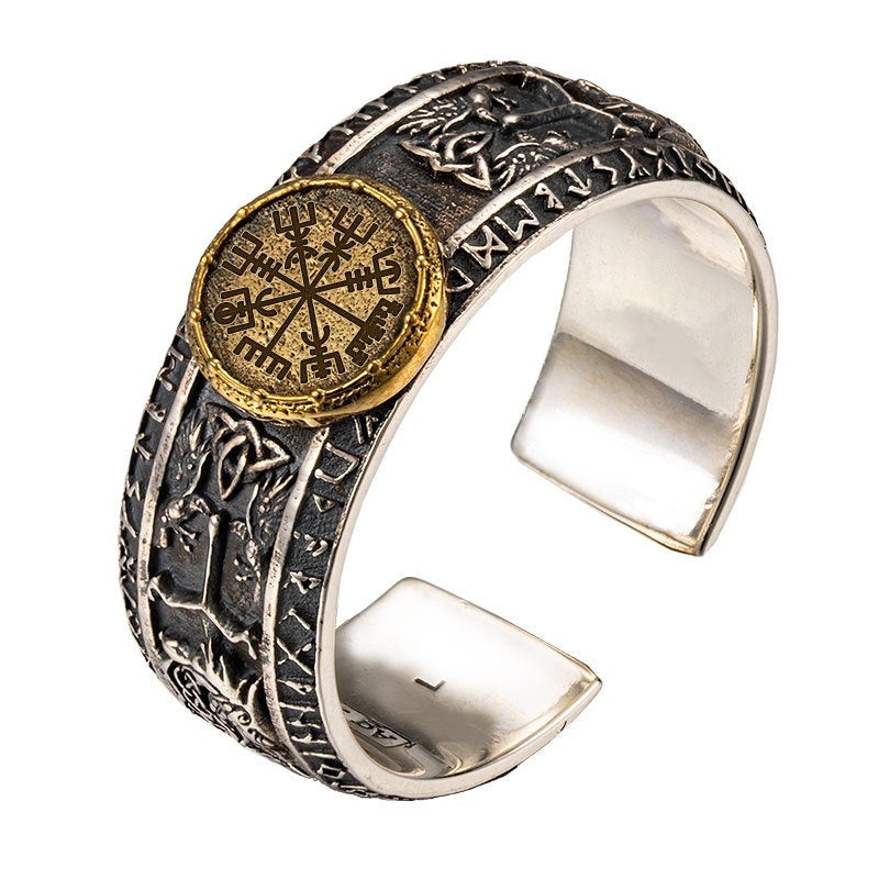 Engraved Viking Silver Ring Trendy Vintage, And Full Of Personality For Men