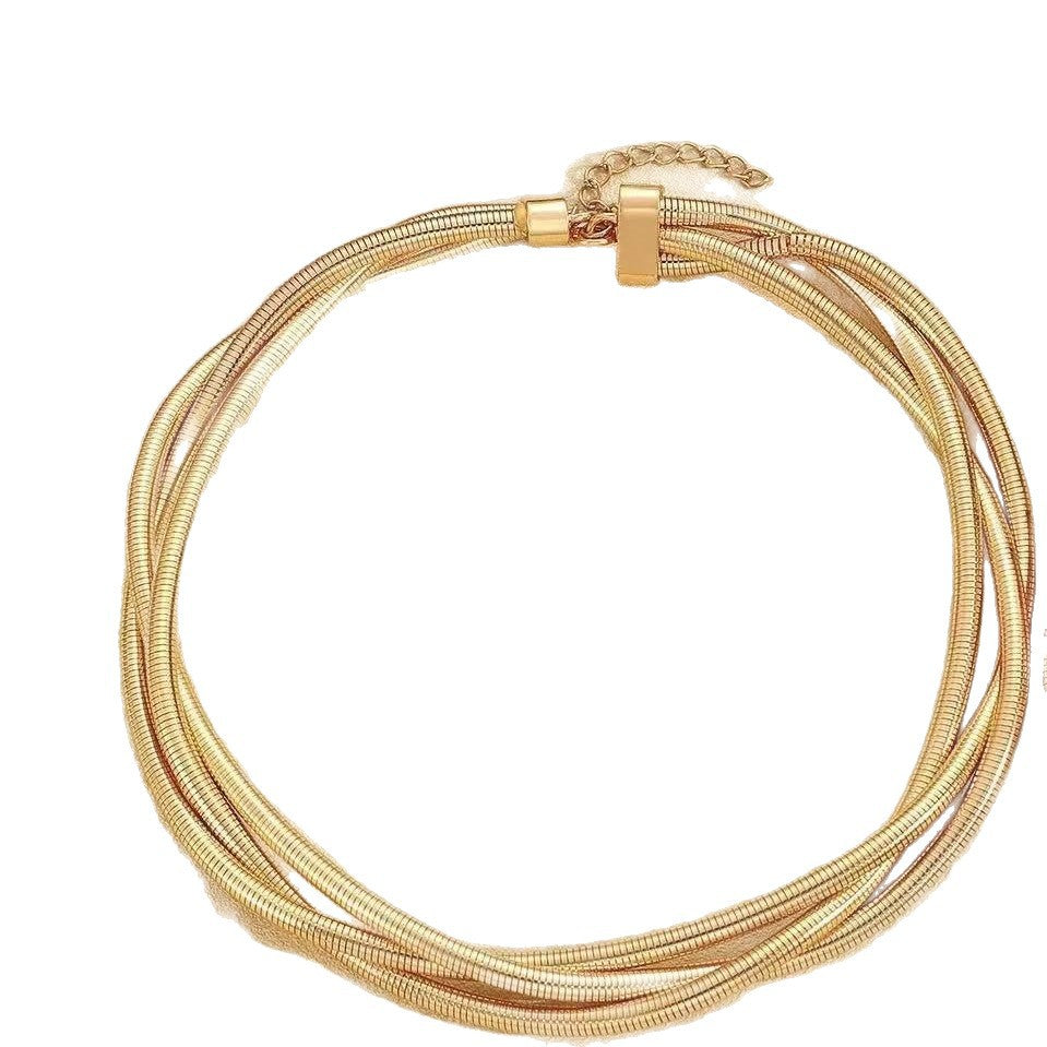 European And American-style Personalized Multi-layer Elastic Snake-chain Twist Necklace