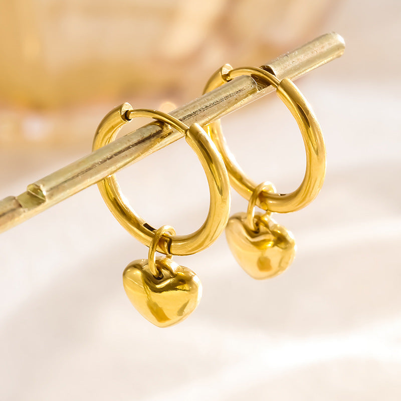Girls Gold-colored Non-fading Heart Earrings