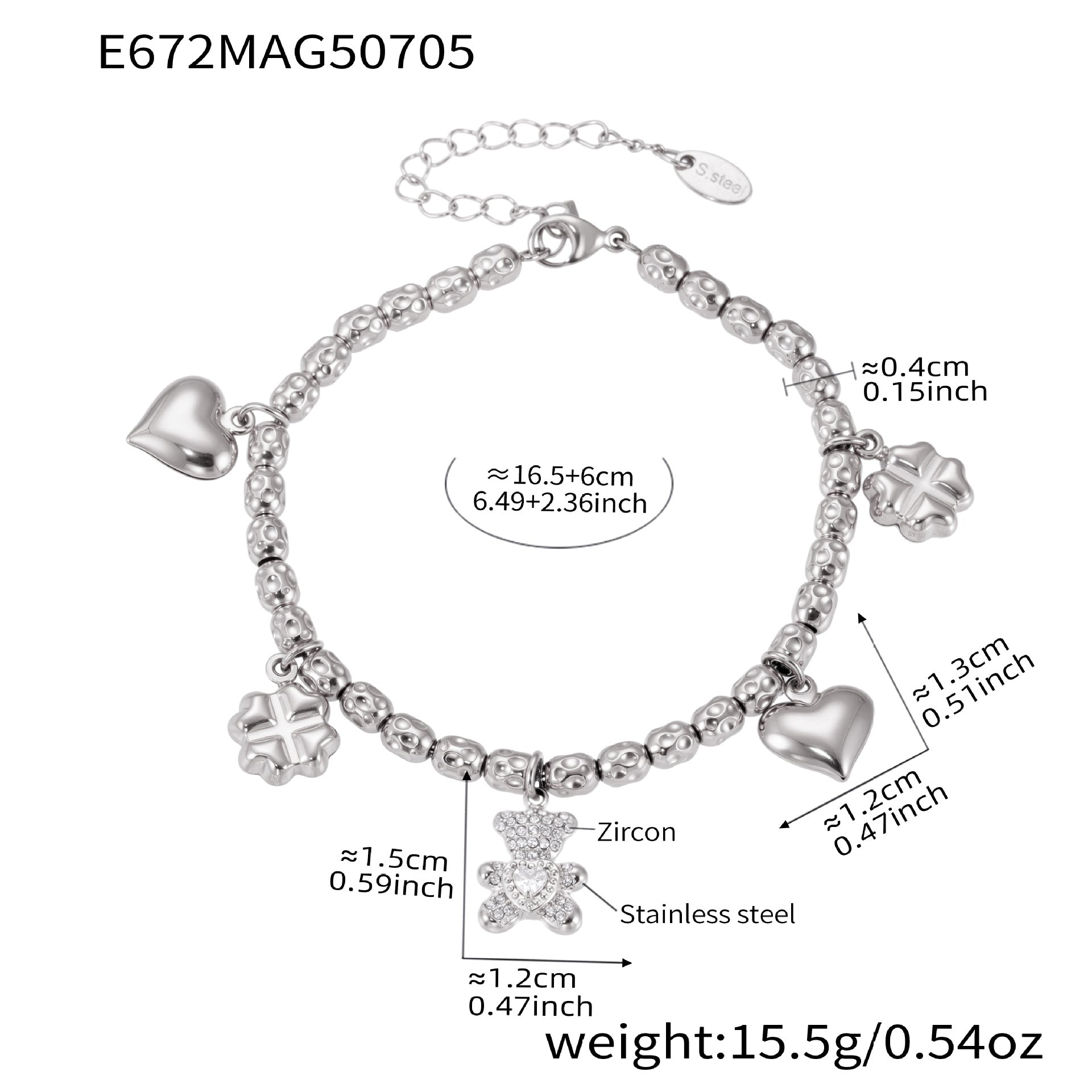 Ferris Wheel Heart Tassel Solitaire Bracelet