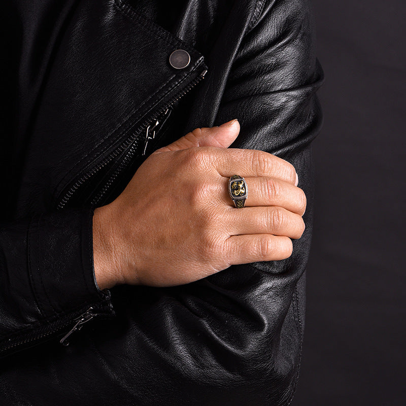 S925 Thai Silver Pi Xiu Ring For Men Vintage Style
