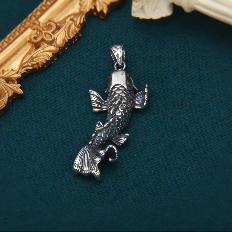 Sterling Silver Fish-leaping-dragon Pendant Unisex Personalized Design