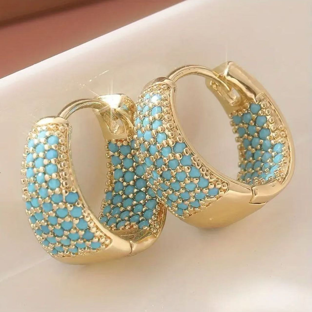 Waterdrop-shaped Vibrant And Elegant Earrings With 18K Gold Plating On Copper