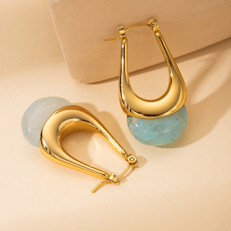 French Style Personalized Glossy Transparent Water Drop Earrings